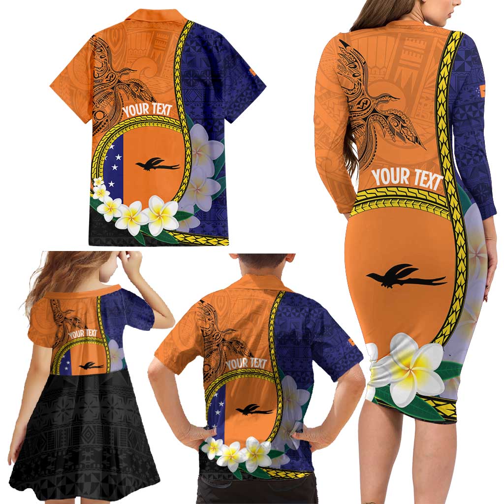 Personalised PNG Niu Ailan Family Matching Long Sleeve Bodycon Dress and Hawaiian Shirt Papua New Guinea Plumeria Melanesian Pattern - Polynesian Pride
