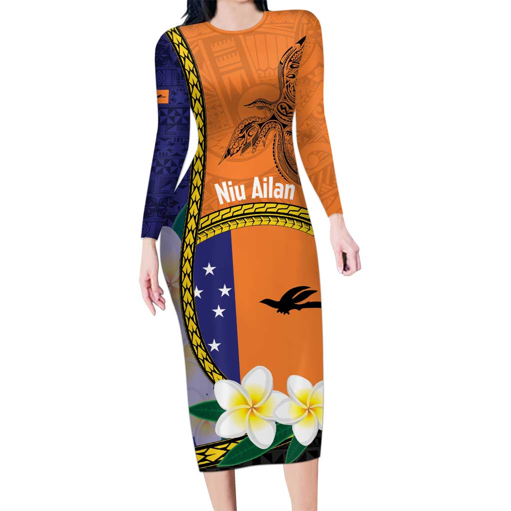Personalised PNG Niu Ailan Family Matching Long Sleeve Bodycon Dress and Hawaiian Shirt Papua New Guinea Plumeria Melanesian Pattern - Polynesian Pride