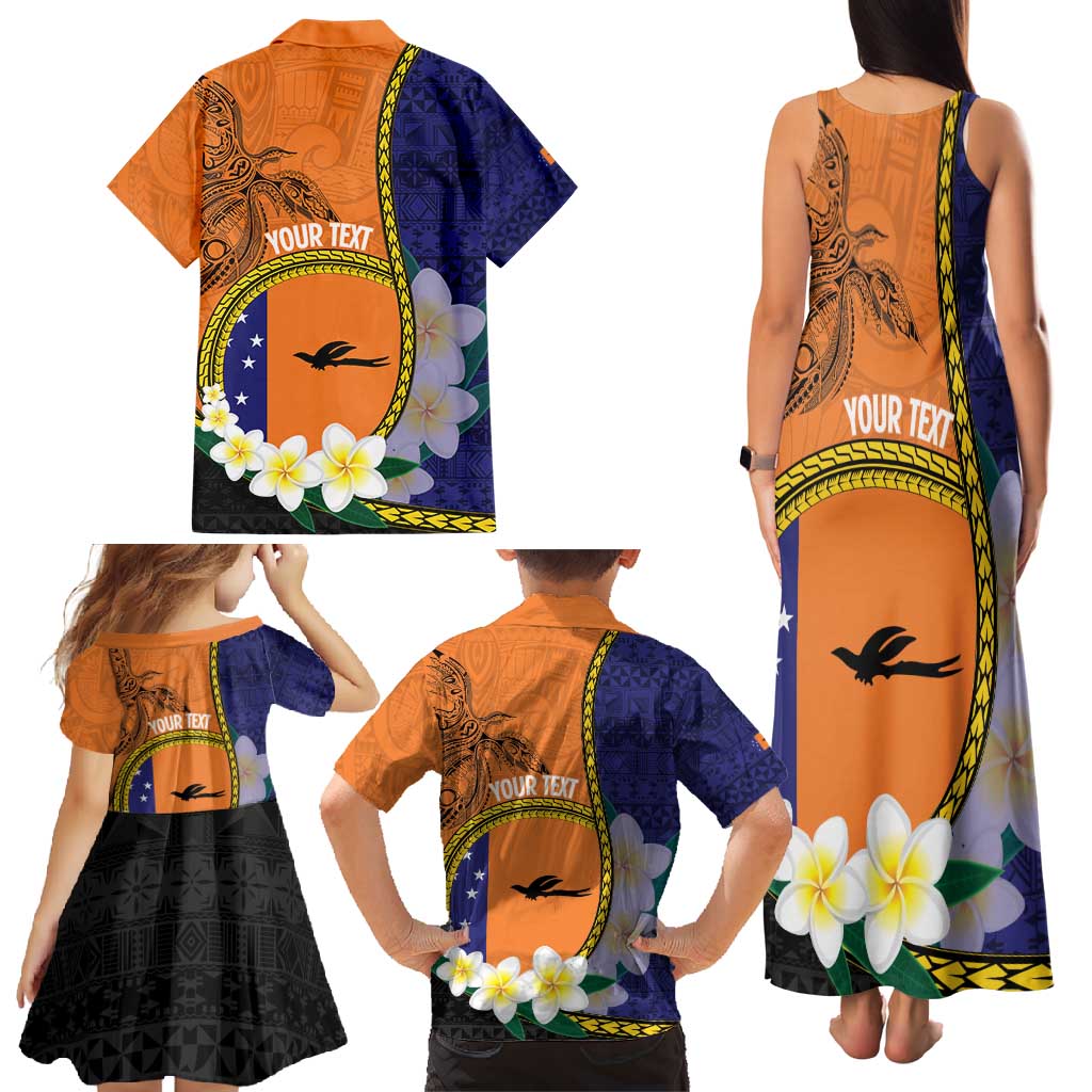 Personalised PNG Niu Ailan Family Matching Tank Maxi Dress and Hawaiian Shirt Papua New Guinea Plumeria Melanesian Pattern - Polynesian Pride