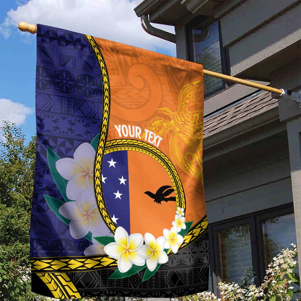 Personalised PNG Niu Ailan Garden Flag Papua New Guinea Plumeria Melanesian Pattern - Polynesian Pride