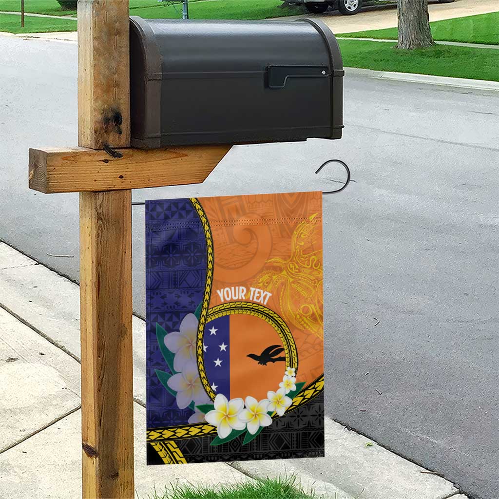 Personalised PNG Niu Ailan Garden Flag Papua New Guinea Plumeria Melanesian Pattern - Polynesian Pride