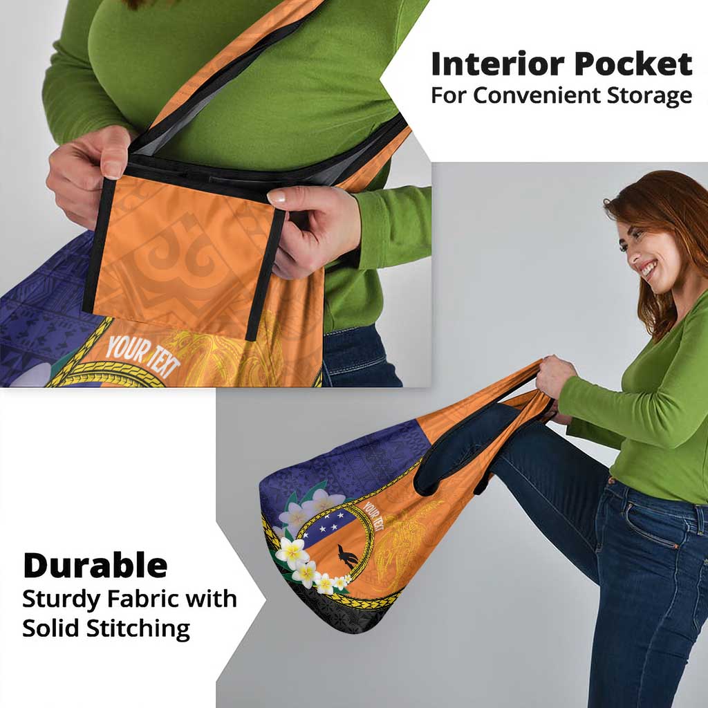 Personalised PNG Niu Ailan Grocery Bag Papua New Guinea Plumeria Melanesian Pattern - Polynesian Pride