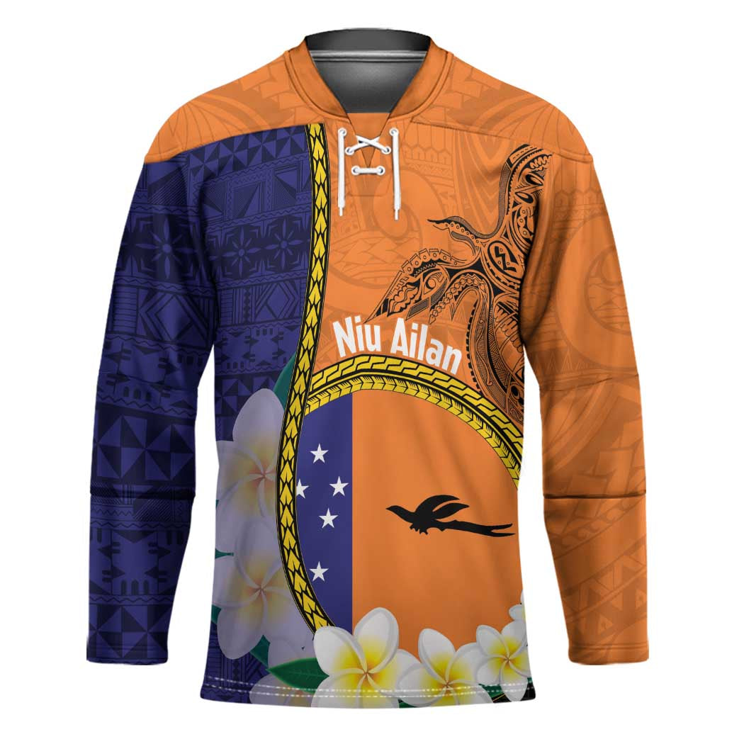 Personalised PNG Niu Ailan Hockey Jersey Papua New Guinea Plumeria Melanesian Pattern - Polynesian Pride