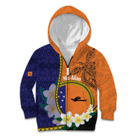 Personalised PNG Niu Ailan Kid Hoodie Papua New Guinea Plumeria Melanesian Pattern LT14 Zip Hoodie Orange - Polynesian Pride