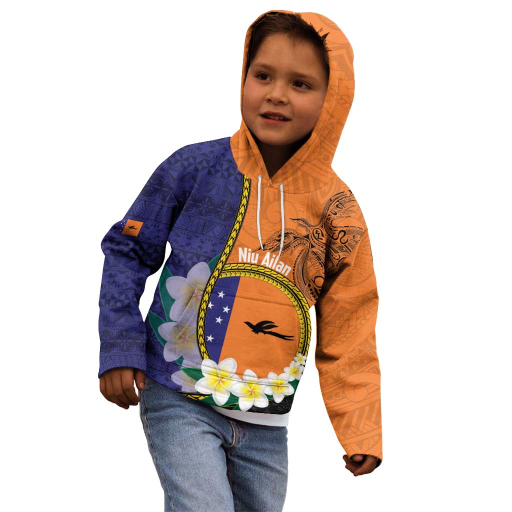 Personalised PNG Niu Ailan Kid Hoodie Papua New Guinea Plumeria Melanesian Pattern LT14 - Polynesian Pride