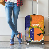 Personalised PNG Niu Ailan Luggage Cover Papua New Guinea Plumeria Melanesian Pattern - Polynesian Pride