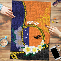 Personalised PNG Niu Ailan Puzzle Papua New Guinea Plumeria Melanesian Pattern LT14 Orange - Polynesian Pride