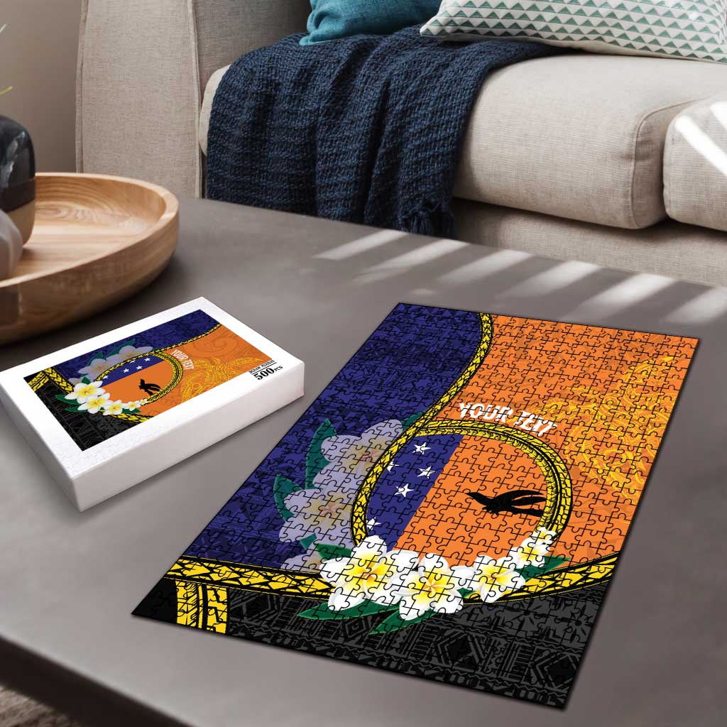 Personalised PNG Niu Ailan Puzzle Papua New Guinea Plumeria Melanesian Pattern LT14 - Polynesian Pride