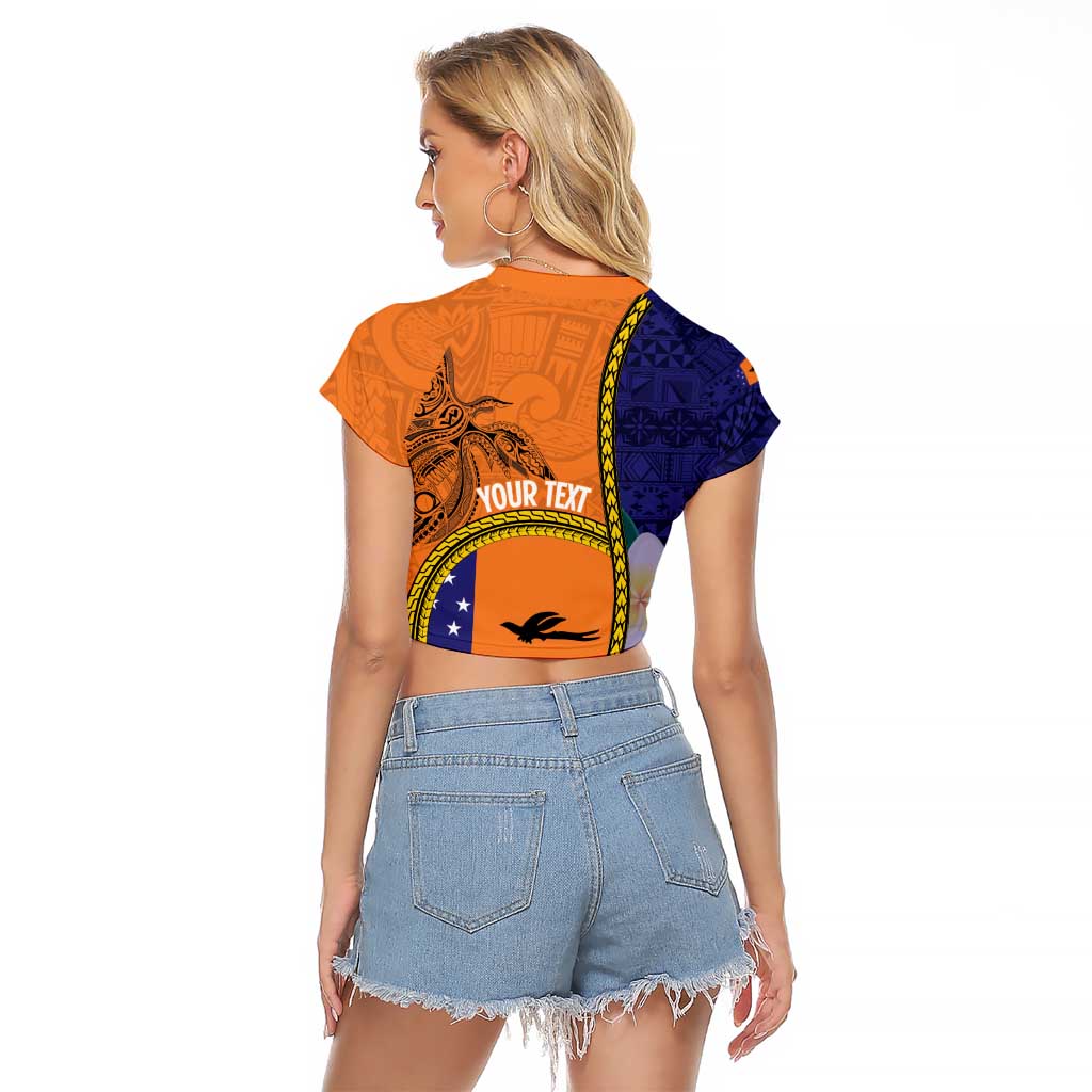 Personalised PNG Niu Ailan Raglan Cropped T Shirt Papua New Guinea Plumeria Melanesian Pattern - Polynesian Pride