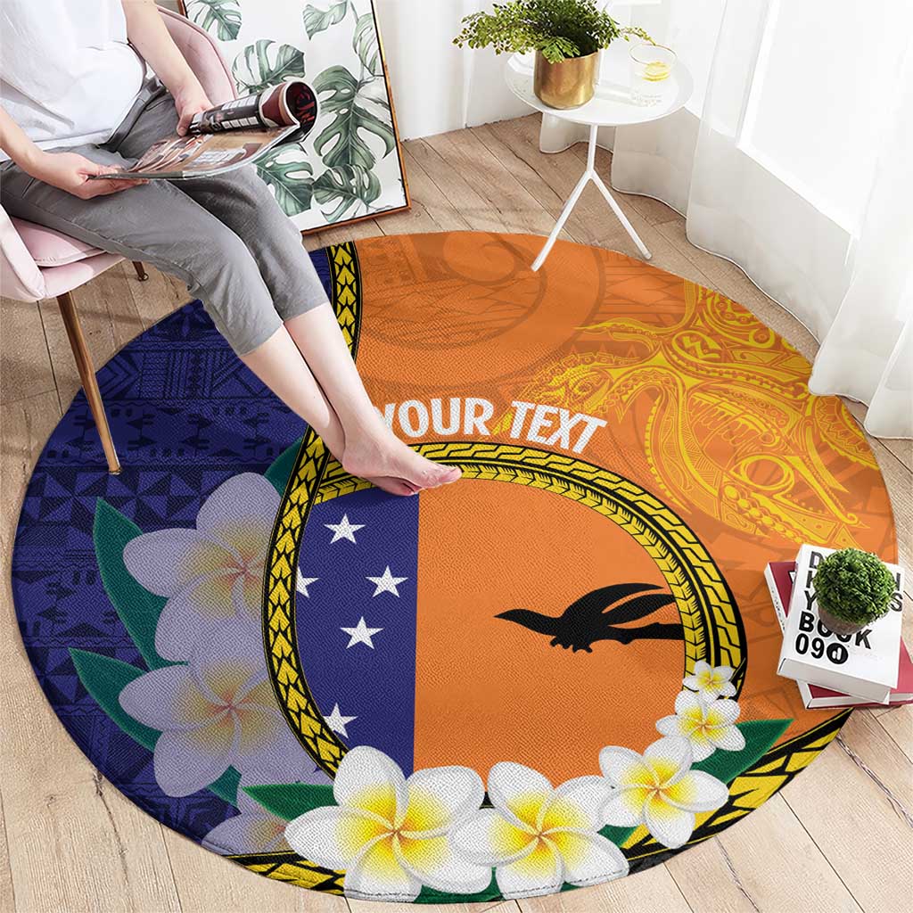 Personalised PNG Niu Ailan Round Carpet Papua New Guinea Plumeria Melanesian Pattern - Polynesian Pride