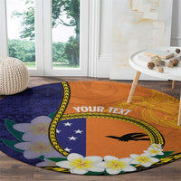 Personalised PNG Niu Ailan Round Carpet Papua New Guinea Plumeria Melanesian Pattern - Polynesian Pride