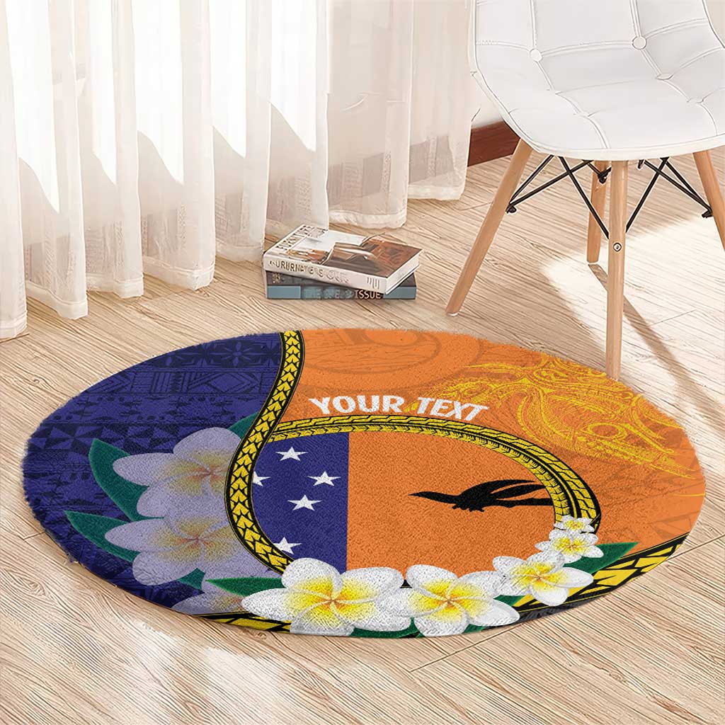 Personalised PNG Niu Ailan Round Carpet Papua New Guinea Plumeria Melanesian Pattern - Polynesian Pride