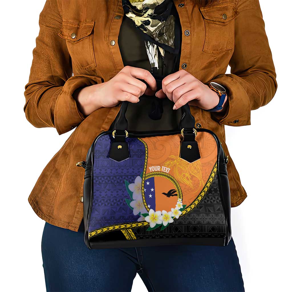 Personalised PNG Niu Ailan Shoulder Handbag Papua New Guinea Plumeria Melanesian Pattern - Polynesian Pride