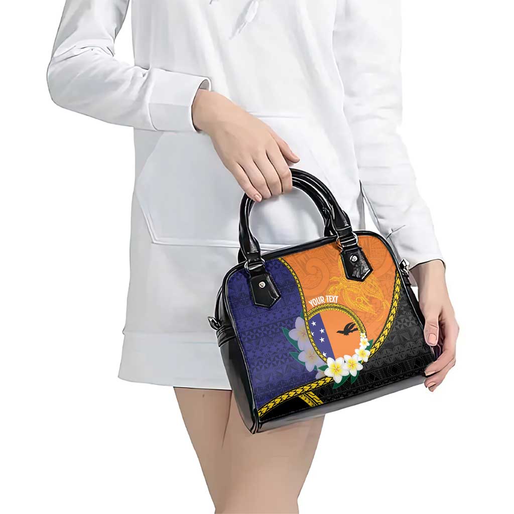 Personalised PNG Niu Ailan Shoulder Handbag Papua New Guinea Plumeria Melanesian Pattern - Polynesian Pride
