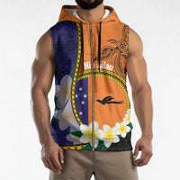 Personalised PNG Niu Ailan Sleeveless Zip Hoodie Papua New Guinea Plumeria Melanesian Pattern - Polynesian Pride