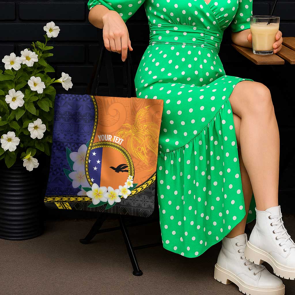 Personalised PNG Niu Ailan Tote Bag Papua New Guinea Plumeria Melanesian Pattern - Polynesian Pride