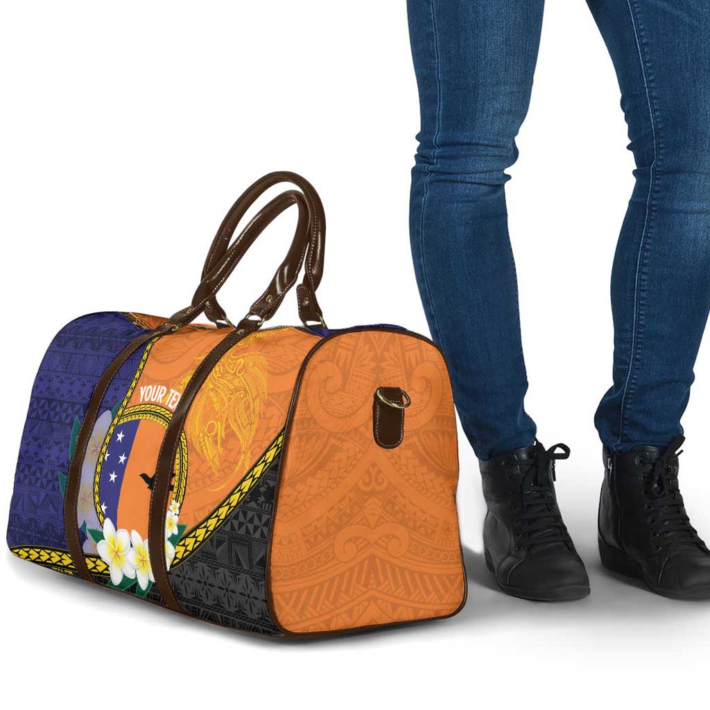 Personalised PNG Niu Ailan Travel Bag Papua New Guinea Plumeria Melanesian Pattern - Polynesian Pride