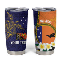 Personalised PNG Niu Ailan Tumbler Cup Papua New Guinea Plumeria Melanesian Pattern - Polynesian Pride