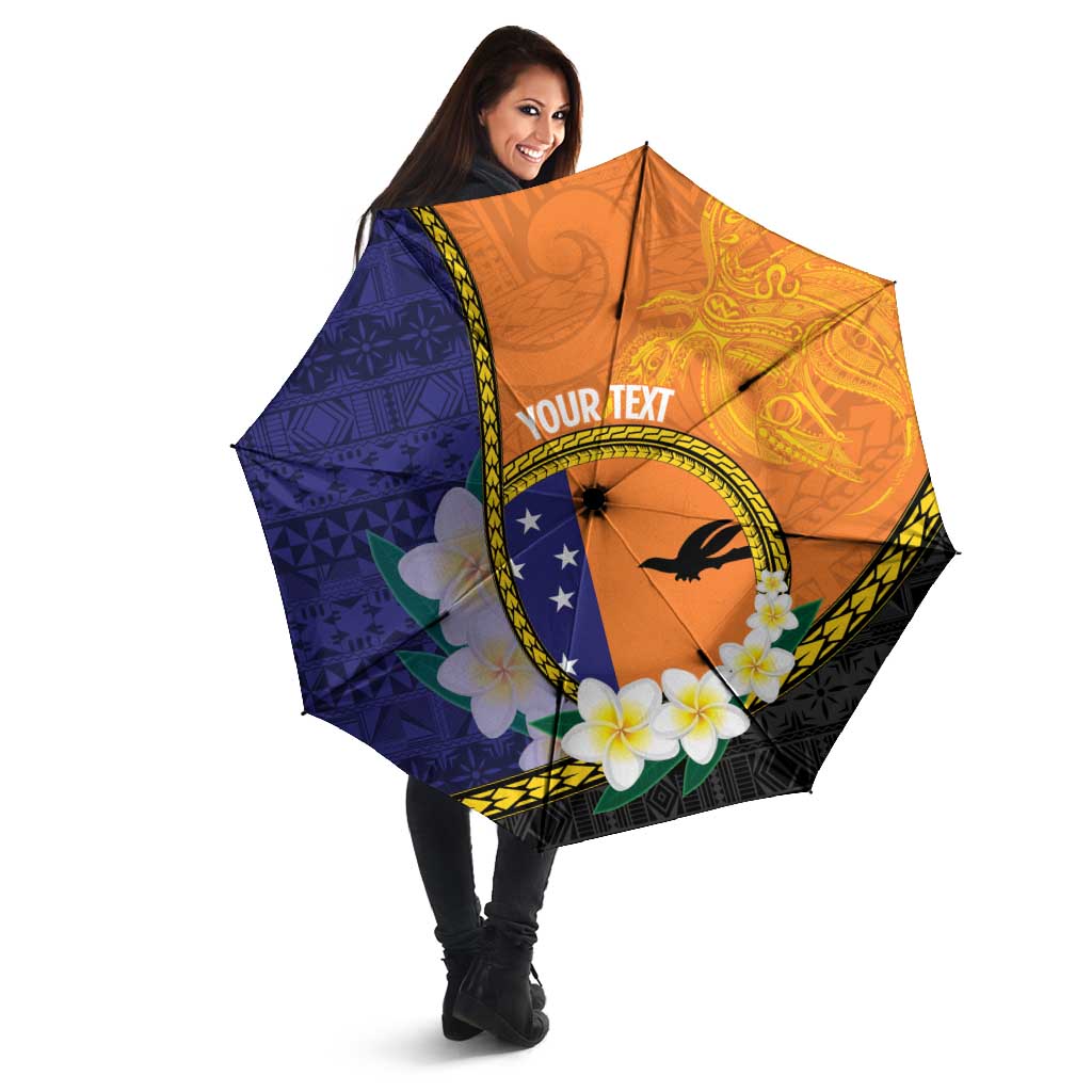 Personalised PNG Niu Ailan Umbrella Papua New Guinea Plumeria Melanesian Pattern - Polynesian Pride