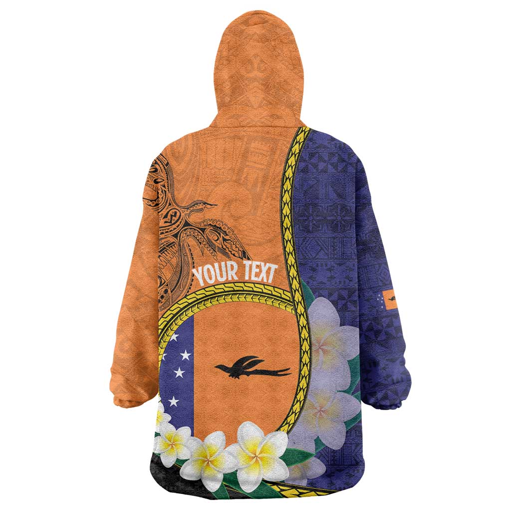 Personalised PNG Niu Ailan Wearable Blanket Hoodie Papua New Guinea Plumeria Melanesian Pattern - Polynesian Pride