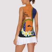 Personalised PNG Niu Ailan Women Sleeveless Polo Shirt Papua New Guinea Plumeria Melanesian Pattern - Polynesian Pride