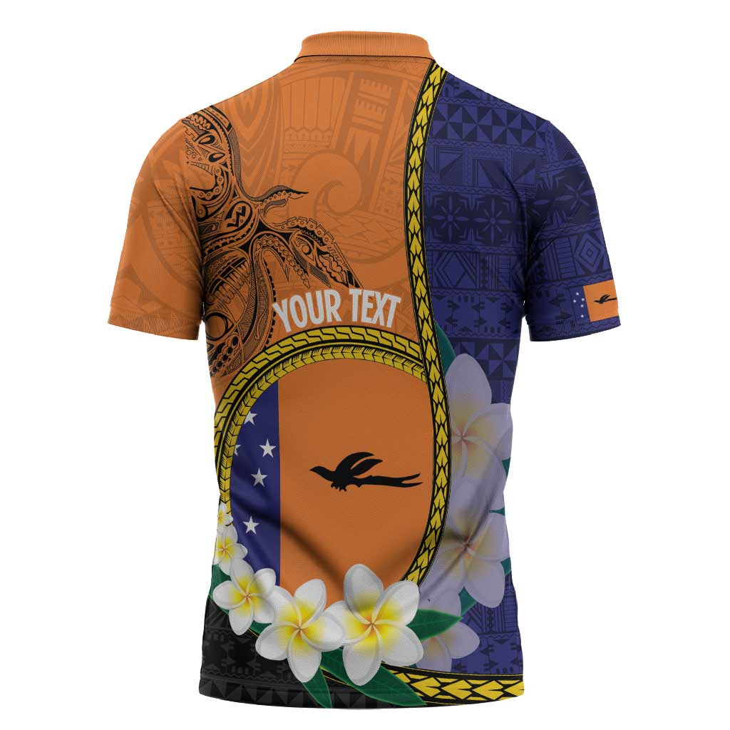 Personalised PNG Niu Ailan Zipper Polo Shirt Papua New Guinea Plumeria Melanesian Pattern - Polynesian Pride