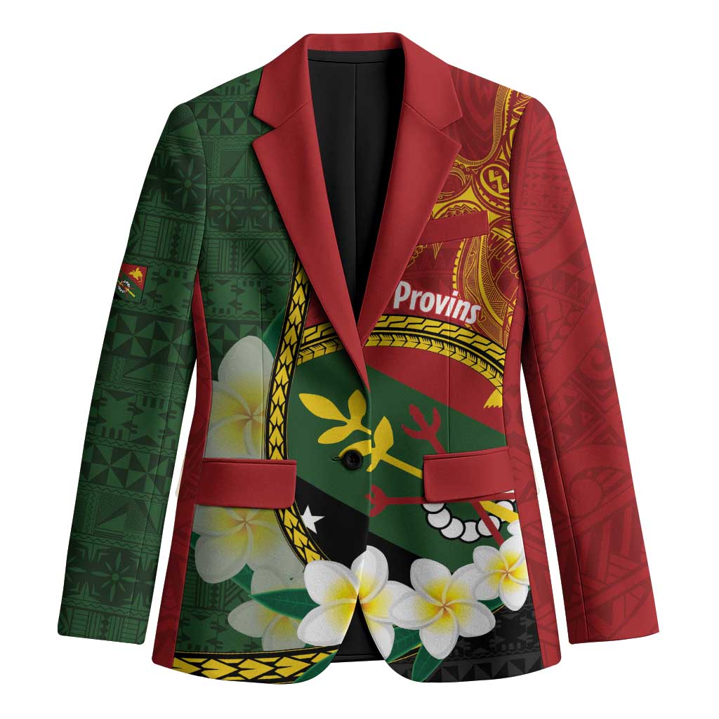 Personalised PNG Simbu Provins Blazer Papua New Guinea Plumeria Melanesian Pattern - Polynesian Pride