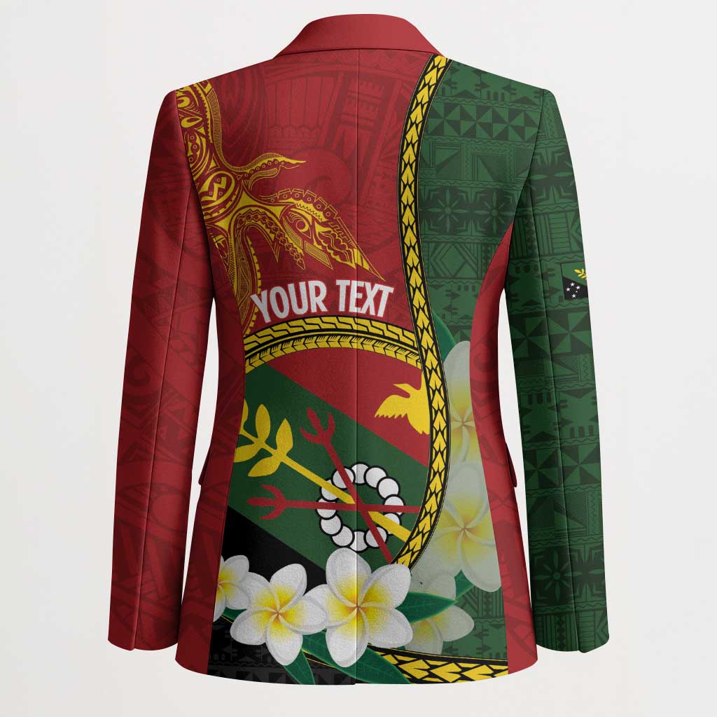 Personalised PNG Simbu Provins Blazer Papua New Guinea Plumeria Melanesian Pattern - Polynesian Pride