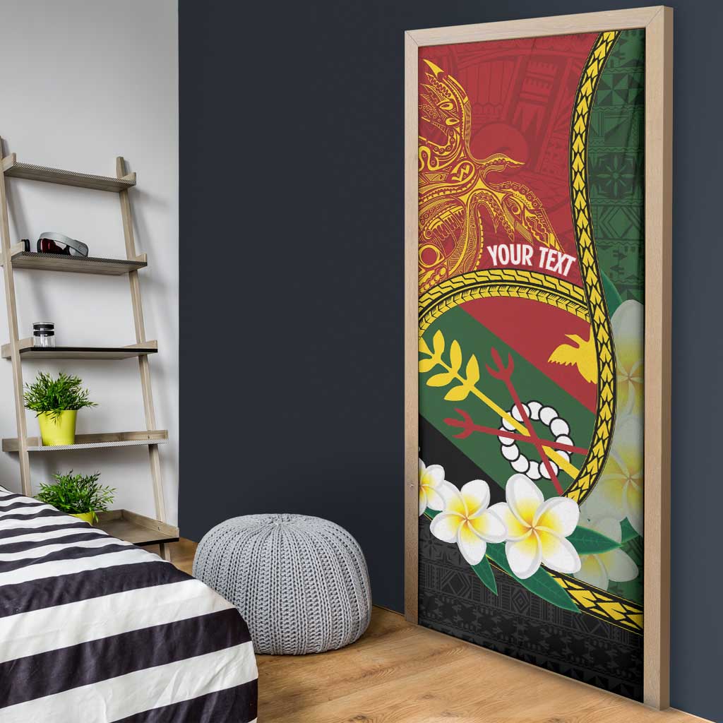 Personalised PNG Simbu Provins Door Cover Papua New Guinea Plumeria Melanesian Pattern - Polynesian Pride