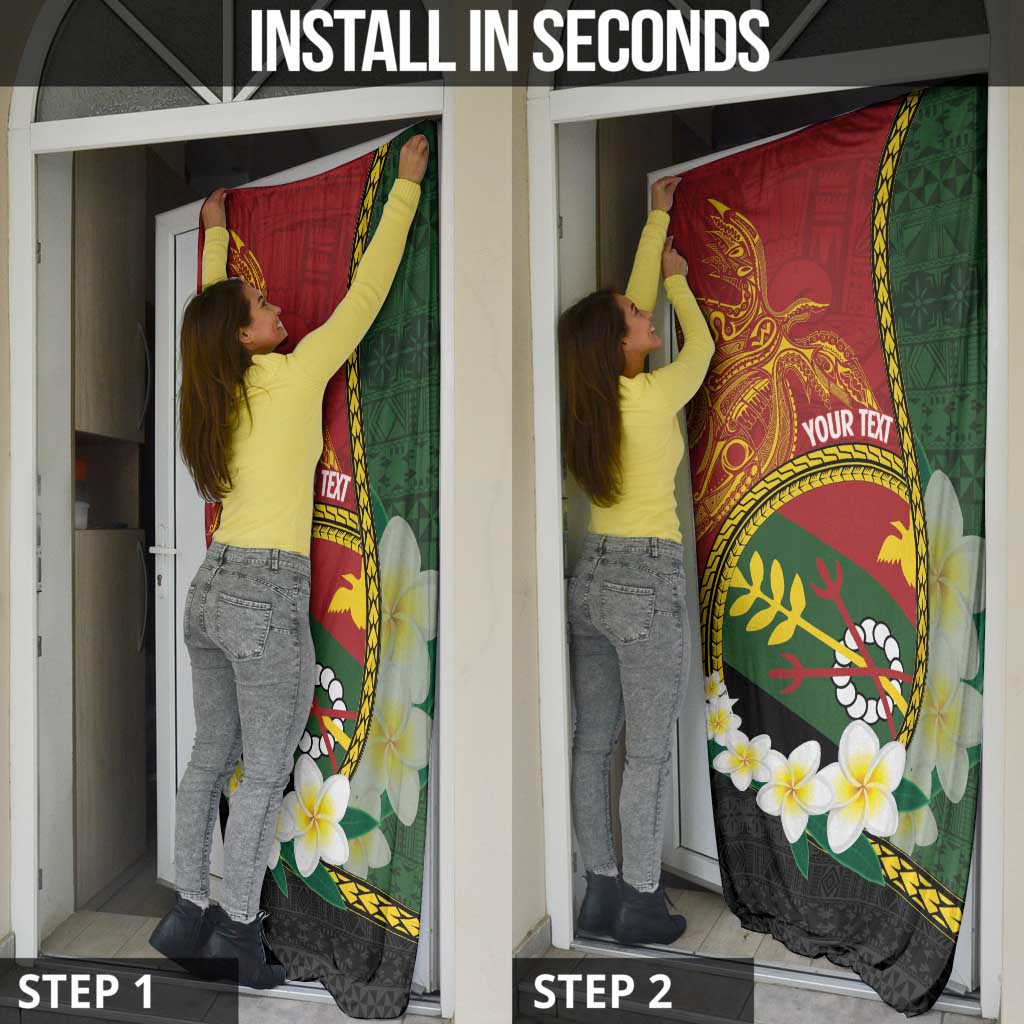 Personalised PNG Simbu Provins Door Cover Papua New Guinea Plumeria Melanesian Pattern - Polynesian Pride