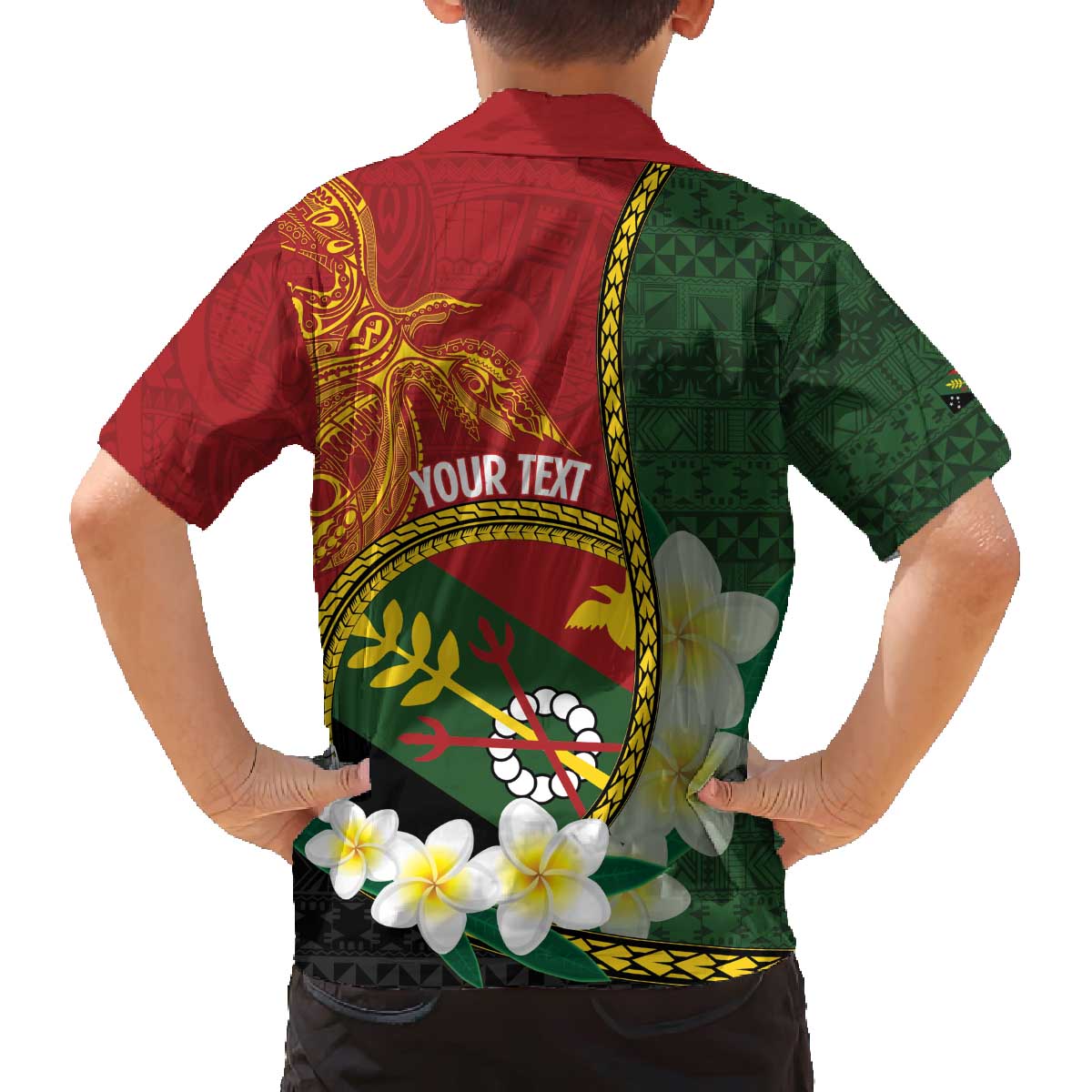 Personalised PNG Simbu Provins Family Matching Off The Shoulder Long Sleeve Dress and Hawaiian Shirt Papua New Guinea Plumeria Melanesian Pattern - Polynesian Pride