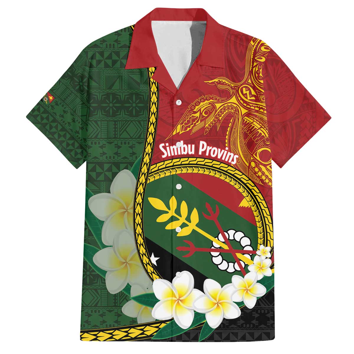 Personalised PNG Simbu Provins Family Matching Off The Shoulder Long Sleeve Dress and Hawaiian Shirt Papua New Guinea Plumeria Melanesian Pattern - Polynesian Pride