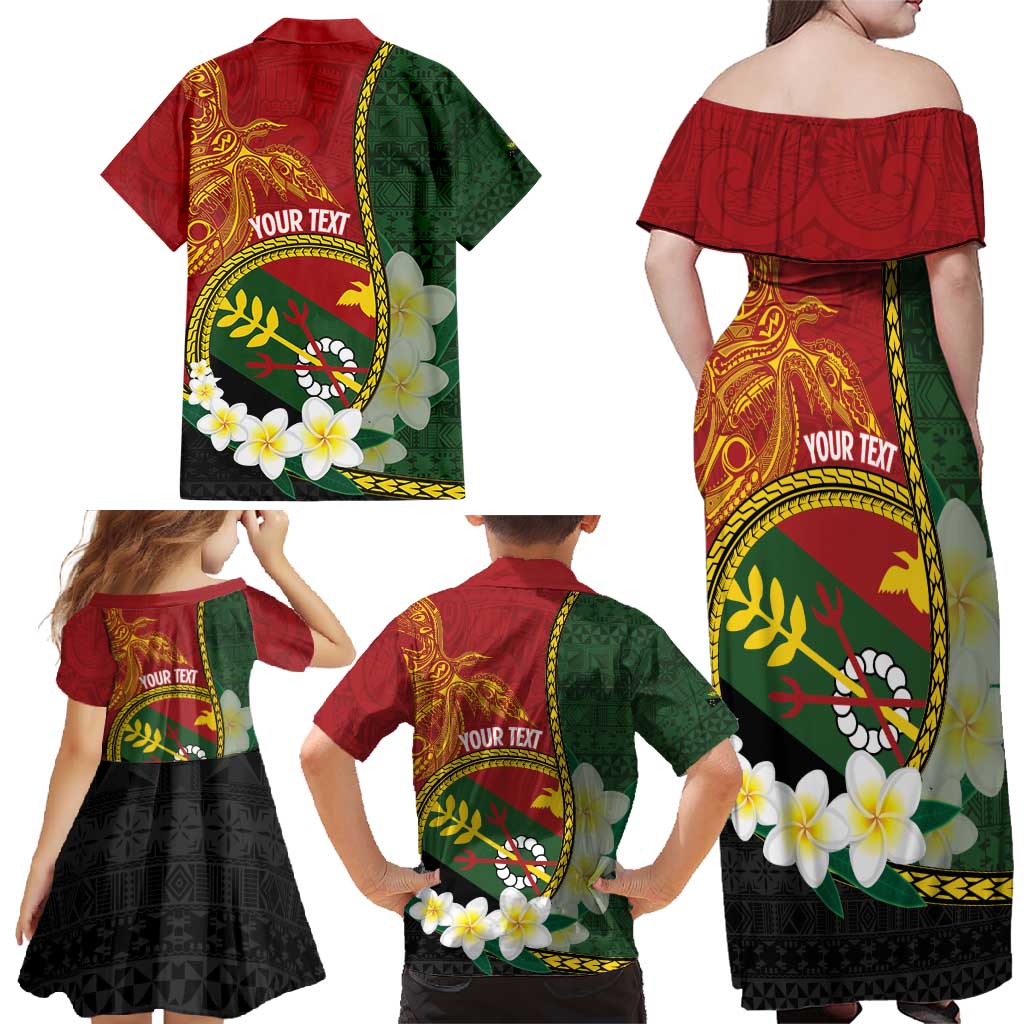 Personalised PNG Simbu Provins Family Matching Off Shoulder Maxi Dress and Hawaiian Shirt Papua New Guinea Plumeria Melanesian Pattern - Polynesian Pride