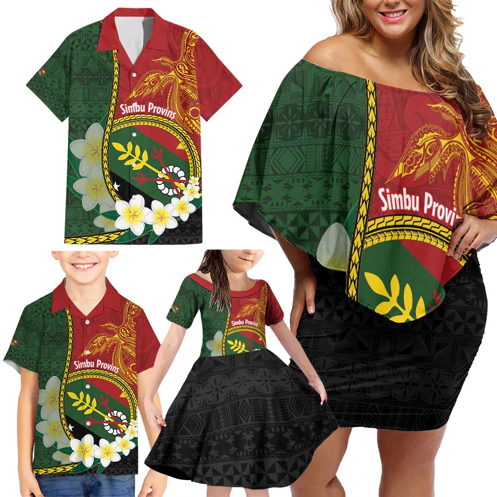 Personalised PNG Simbu Provins Family Matching Off Shoulder Short Dress and Hawaiian Shirt Papua New Guinea Plumeria Melanesian Pattern - Polynesian Pride