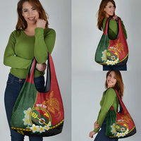 Personalised PNG Simbu Provins Grocery Bag Papua New Guinea Plumeria Melanesian Pattern - Polynesian Pride