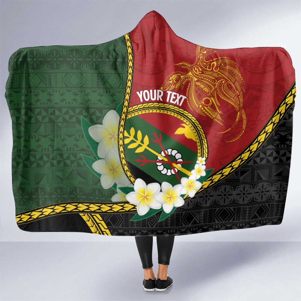 Personalised PNG Simbu Provins Hooded Blanket Papua New Guinea Plumeria Melanesian Pattern LT14 One Size Green - Polynesian Pride