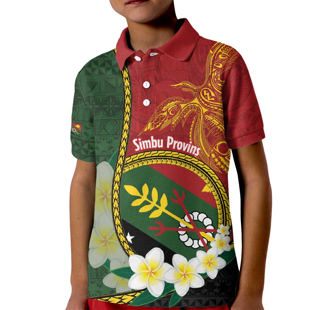 Personalised PNG Simbu Provins Kid Polo Shirt Papua New Guinea Plumeria Melanesian Pattern - Polynesian Pride