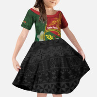 Personalised PNG Simbu Provins Kid Short Sleeve Dress Papua New Guinea Plumeria Melanesian Pattern LT14 KID Green - Polynesian Pride