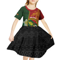 Personalised PNG Simbu Provins Kid Short Sleeve Dress Papua New Guinea Plumeria Melanesian Pattern LT14 - Polynesian Pride