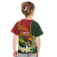 Personalised PNG Simbu Provins Kid T Shirt Papua New Guinea Plumeria Melanesian Pattern - Polynesian Pride