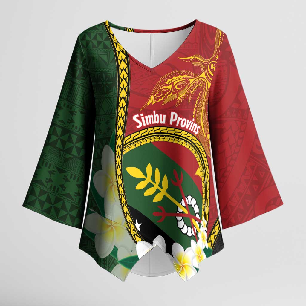 Personalised PNG Simbu Provins Kimono Sleeve Blouse Papua New Guinea Plumeria Melanesian Pattern - Polynesian Pride