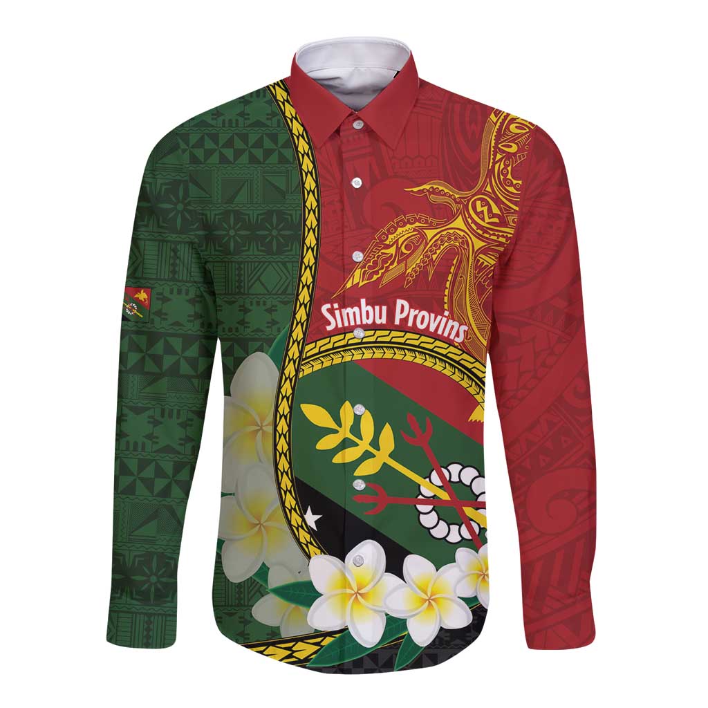 Personalised PNG Simbu Provins Long Sleeve Button Shirt Papua New Guinea Plumeria Melanesian Pattern - Polynesian Pride