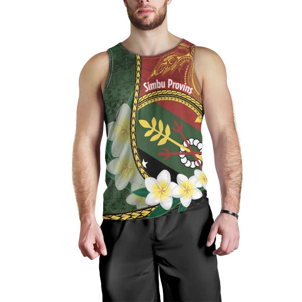 Personalised PNG Simbu Provins Men Tank Top Papua New Guinea Plumeria Melanesian Pattern - Polynesian Pride