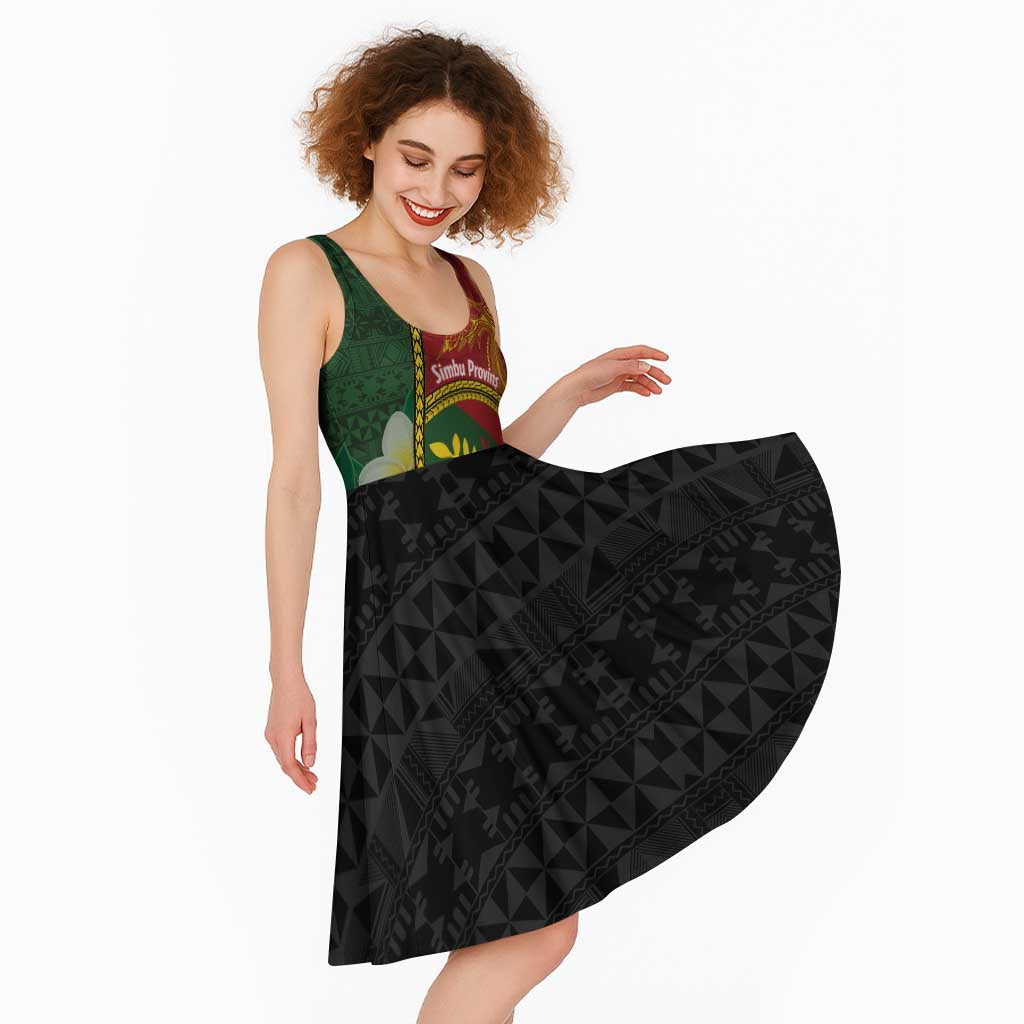 Personalised PNG Simbu Provins Midi Dress Papua New Guinea Plumeria Melanesian Pattern - Polynesian Pride