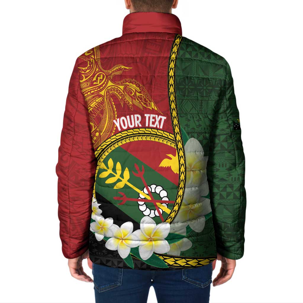 Personalised PNG Simbu Provins Padded Jacket Papua New Guinea Plumeria Melanesian Pattern LT14 - Polynesian Pride