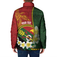 Personalised PNG Simbu Provins Padded Jacket Papua New Guinea Plumeria Melanesian Pattern LT14 - Polynesian Pride