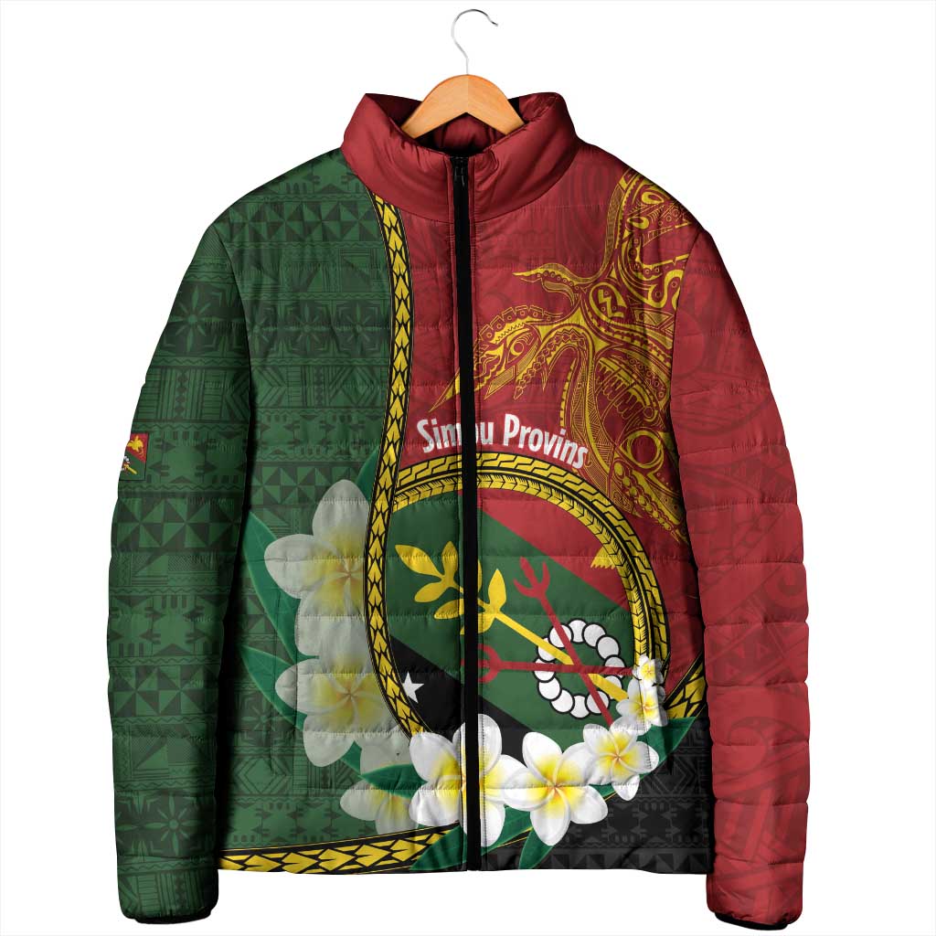 Personalised PNG Simbu Provins Padded Jacket Papua New Guinea Plumeria Melanesian Pattern LT14 - Polynesian Pride