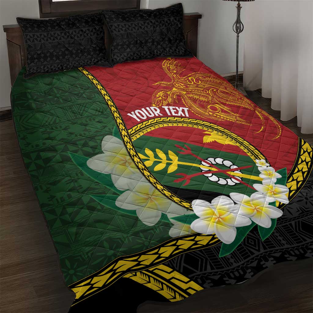 Personalised PNG Simbu Provins Quilt Bed Set Papua New Guinea Plumeria Melanesian Pattern - Polynesian Pride