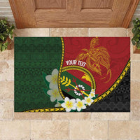 Personalised PNG Simbu Provins Rubber Doormat Papua New Guinea Plumeria Melanesian Pattern LT14 Green - Polynesian Pride
