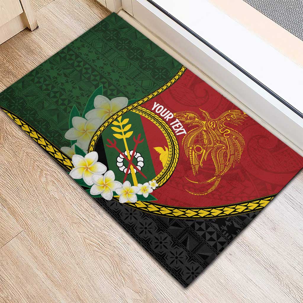 Personalised PNG Simbu Provins Rubber Doormat Papua New Guinea Plumeria Melanesian Pattern LT14 - Polynesian Pride